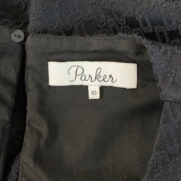 Parker Barcelona Cutout Racerback Halter Ruffle Hem Jacquard Mini Dress, Black - Picture 8 of 11